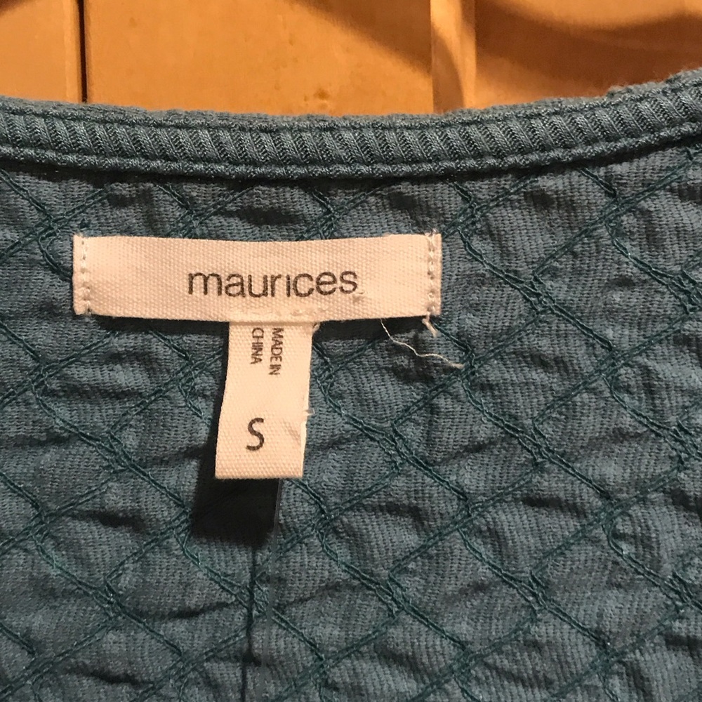 New Maurices Teal Long Sleeve Textured Top - Picture 2 of 6